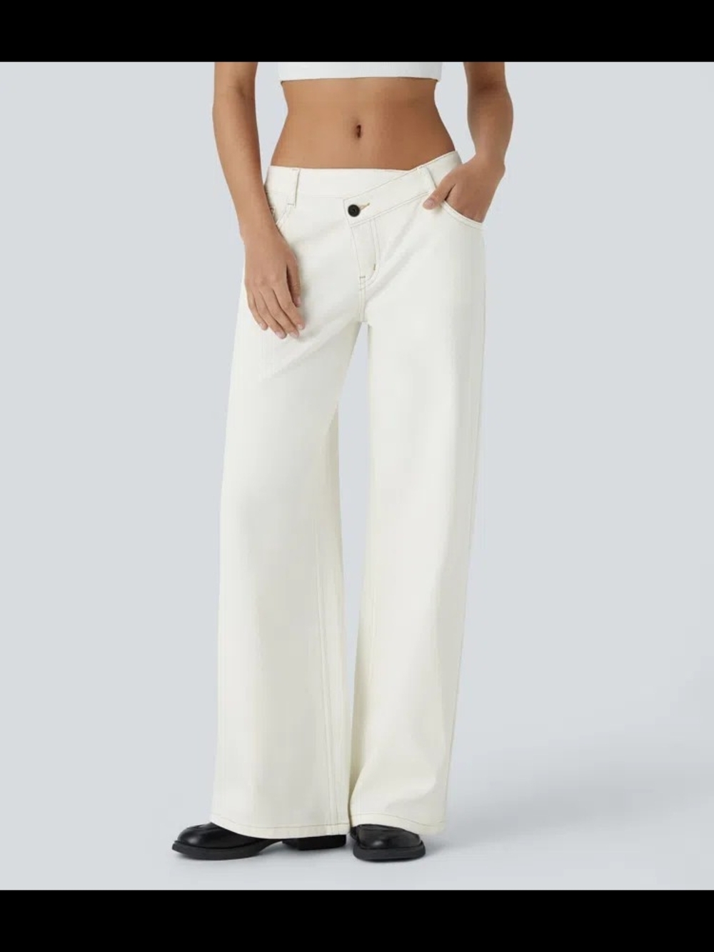 NWOT Halara Flex™ Asymmetric Low Rise Zipper Pockets Baggy Wide Leg Casual Jeans